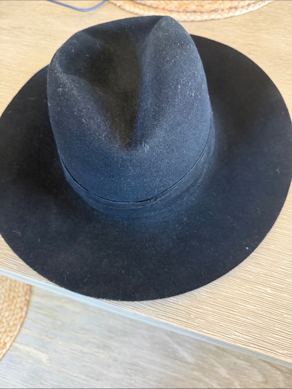 Janessa Leone Black Wide-Brim Felt Fedora